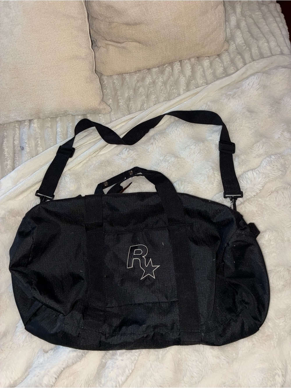 Rockstar Games Grand Theft Auto IV Spell Out Handled Duffel Bag Gym Pack Black